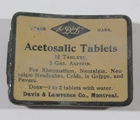 Rare Antique Davis & Lawrence Co. Asecotsalic 12 Tablets Aspirin Small Pocket Size Tin Metal Hinged Pill Case Montreal