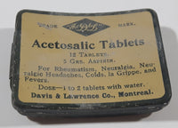 Rare Antique Davis & Lawrence Co. Asecotsalic 12 Tablets Aspirin Small Pocket Size Tin Metal Hinged Pill Case Montreal