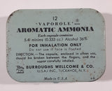 Antique Burroughs Wellcome & Co. 12 Vaporole Aromatic Ammonia Capsules Small Pocket Size Tin Metal Hinged Pill Case Tuckahoe, N.Y. (HAS 3 CAPSULES)