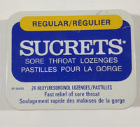 Vintage Beecham Canada Inc. Sucrets Regular Sore Throat Lozenges 24 Hexylresorcinol Lozenges/Pastilles Hinged Tin Metal Container Case Weston Ontario EMPTY