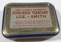 Rare Antique Smith & Co. 132 Borough, S.E.1. London The Throat Anti Septic Iodised Throat Loz. Lozenges Hinged Tin Metal Container Case EMPTY