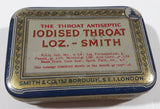 Rare Antique Smith & Co. 132 Borough, S.E.1. London The Throat Anti Septic Iodised Throat Loz. Lozenges Hinged Tin Metal Container Case EMPTY