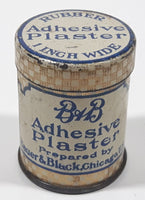 Antique B&B Bauer & Black Chicago U.S.A. Adhesive Plaster Rubber 1 Inch Wide 1 Yard Long 1 1/4" Tall Small Round Tin Metal Canister EMPTY