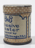 Antique B&B Bauer & Black Chicago U.S.A. Adhesive Plaster Rubber 1 Inch Wide 1 Yard Long 1 1/4" Tall Small Round Tin Metal Canister EMPTY