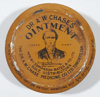 Antique 1910s Dr. A.W. Chases's Ointment Mfg By Edmanson Bates & Co. Ltd Sole Distributors 1 3/4" Wide Orange Tin Metal Canister