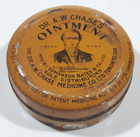 Antique 1910s Dr. A.W. Chases's Ointment Mfg By Edmanson Bates & Co. Ltd Sole Distributors 1 3/4" Wide Orange Tin Metal Canister