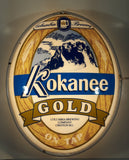 Vintage Columbia Brewery Kokanee Gold Beer On Tap 16" x 21" Double Sided Oval Shaped Light Up Bar Beer Store Sign