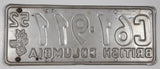 Vintage 1952 1953 British Columbia Silver with Black Letters Metal Vehicle License Plate Tag with Blue and White '53 Add-On Section C61 911