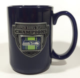 2012 Great American Products NFL Seattle Seahawks Super Bowl XLVIII Champions 4 1/2" Tall Dark Blue Embossed Ceramic Coffee Mug Cup