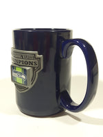 2012 Great American Products NFL Seattle Seahawks Super Bowl XLVIII Champions 4 1/2" Tall Dark Blue Embossed Ceramic Coffee Mug Cup