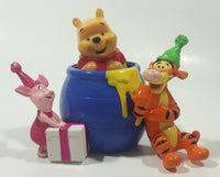 2007 DecoPac Disney Winnie The Pooh Pop Up in Purple Honey Pot Barrel with Tigger and Piglet 3 3/4" Tall Plastic Toy Figure Cake Topper