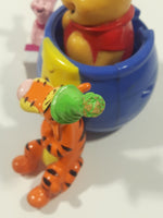 2007 DecoPac Disney Winnie The Pooh Pop Up in Purple Honey Pot Barrel with Tigger and Piglet 3 3/4" Tall Plastic Toy Figure Cake Topper