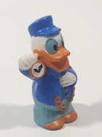 Disney Donald Duck Train Conductor Holding Pocket Watch 2" Tall PVC Toy Figure