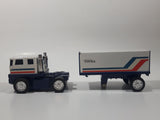 Vintage 1970s Tonka Semi Tractor Truck and Trailer White 8" Long Pressed Steel and Plastic Die Cast Toy Car Vehicle Made in Japan