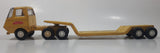 Vintage 1970s Tonka Semi Tractor Truck and Lowboy Trailer Yellow 11 1/4" Long Pressed Steel and Plastic Die Cast Toy Car Vehicle