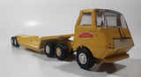 Vintage 1970s Tonka Semi Tractor Truck and Lowboy Trailer Yellow 11 1/4" Long Pressed Steel and Plastic Die Cast Toy Car Vehicle