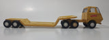 Vintage 1970s Tonka Semi Tractor Truck and Lowboy Trailer Yellow 11 1/4" Long Pressed Steel and Plastic Die Cast Toy Car Vehicle