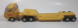 Vintage 1970s Tonka Semi Tractor Truck and Lowboy Trailer Yellow 11 1/4" Long Pressed Steel and Plastic Die Cast Toy Car Vehicle