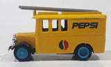 Rare Vintage Pepsi Cola Delivery Utility Truck with Ladder Yellow Pull Back Die Cast Toy Car Vehicle