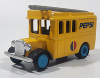 Rare Vintage Pepsi Cola Delivery Utility Truck with Ladder Yellow Pull Back Die Cast Toy Car Vehicle