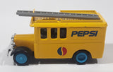 Rare Vintage Pepsi Cola Delivery Utility Truck with Ladder Yellow Pull Back Die Cast Toy Car Vehicle