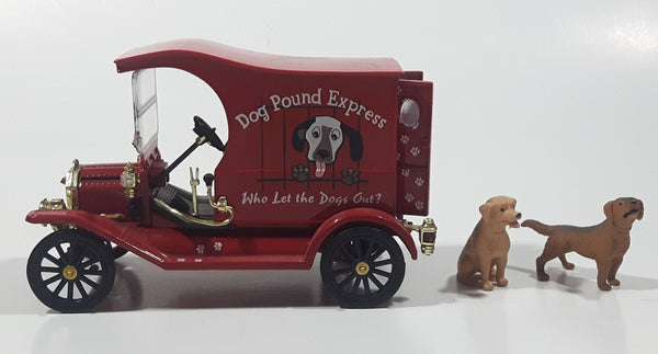 National Motor Mint Ford Model T Dog Pound Express Who Let the Dogs Out? Red Die Cast Toy Car Vehicle with Opening Rear Doors and Two Dog Figures