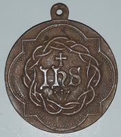 Antique IHS S. Ignativs Loyola Fvndator Soc. IESV Saint Ignatius Religious Metal Pendant