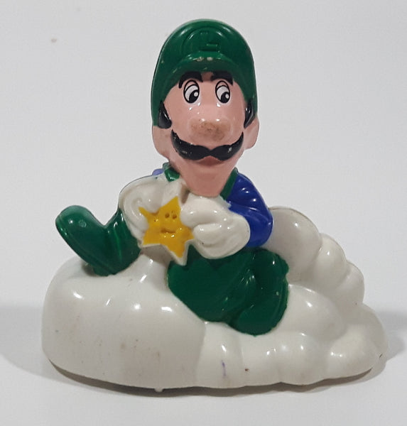 1989 McDonald's Nintendo Super Mario Bros. 3 Luigi Holding Star on a Cloud Plastic 2 1/4" Long Pullback Toy Character Car Vehicle