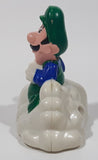 1989 McDonald's Nintendo Super Mario Bros. 3 Luigi Holding Star on a Cloud Plastic 2 1/4" Long Pullback Toy Character Car Vehicle