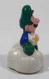 1989 McDonald's Nintendo Super Mario Bros. 3 Luigi Holding Star on a Cloud Plastic 2 1/4" Long Pullback Toy Character Car Vehicle