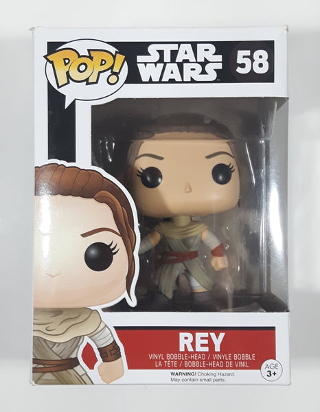 2015 Funko Pop! Star Wars The Force Awakens #58 Rey 4" Tall Vinyl Bobble-Head Toy Figure New in Box