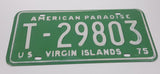 Vintage 1975 US Virgin Islands American Paradise Taxi Cab White Letters Green Metal Vehicle License Plate Tag T 29803