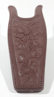 Vintage Acme Style Embossed Recessed Carved Flower Pattern Brown Hard Plastic Cowboy Boot Jack Puller