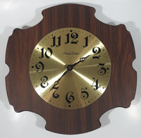 Rare Vintage Phinney Walker Brass Faced 11 3/4" x 11 3/4" Wood Plaque Wall Clock