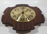 Rare Vintage Phinney Walker Brass Faced 11 3/4" x 11 3/4" Wood Plaque Wall Clock