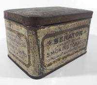 Antique Senator Virginia Cut Plug Smoking Tobacco Specially Adapted For Pipe Use Tin Metal Hinged Container