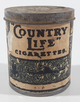 Antique John Player & Sons England Tobaccos and Cigarettes "Country Life" Cigarettes 3" Tall Tin Metal Canister with Paper Label