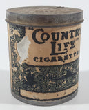 Antique John Player & Sons England Tobaccos and Cigarettes "Country Life" Cigarettes 3" Tall Tin Metal Canister with Paper Label