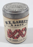 Vintage W.E. Garrett & Sons American Snuff Co. Quality Snuff Since 1782 Scotch Snuff Net Weight 1.15 Oz 3" Tall Tin Cardboard Canister with Metal Lid and Paper Label FULL