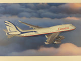 January 1999 Proud Wings Canadian Airlines Boeing 747-475 C-GMWW Jumbo Passenger Jet Large 18 5/8" x 27 3/4" Wood Wall Plaque Photograph Picture Hanging