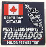 North Bay Ontario West Ferris Sports Tornados Major Peewee "AA" Hockey 1 1/4" x 1 1/4" Metal Lapel Pin
