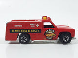 1986 Hot Wheels Workhorses Rescue Ranger Red Fire Truck Die Cast Toy Car Vehicle - Yellow lights