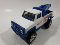 Vintage Buddy L Tow Truck AAA Emergency Service White and Blue Pressed Steel and Plastic Toy Car Vehicle Made in Macau