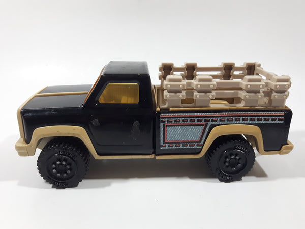 Vintage Tonka Farm Stake Truck Black and Beige Pressed Steel and Plastic Toy Car Vehicle Made in Mexico