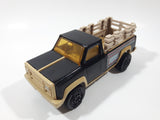 Vintage Tonka Farm Stake Truck Black and Beige Pressed Steel and Plastic Toy Car Vehicle Made in Mexico