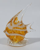 Clear White Yellow Tropical Angel Fish 3 1/2" Tall Blown Art Glass Sculpture