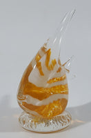 Clear White Yellow Tropical Angel Fish 3 1/2" Tall Blown Art Glass Sculpture