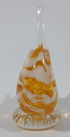 Clear White Yellow Tropical Angel Fish 3 1/2" Tall Blown Art Glass Sculpture