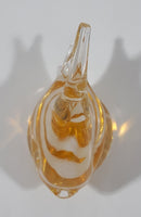 Clear White Yellow Tropical Angel Fish 3 1/2" Tall Blown Art Glass Sculpture