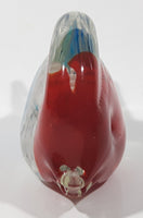 Clear Red White Blue Tropical Fish 4 3/4" Tall Blown Art Glass Sculpture